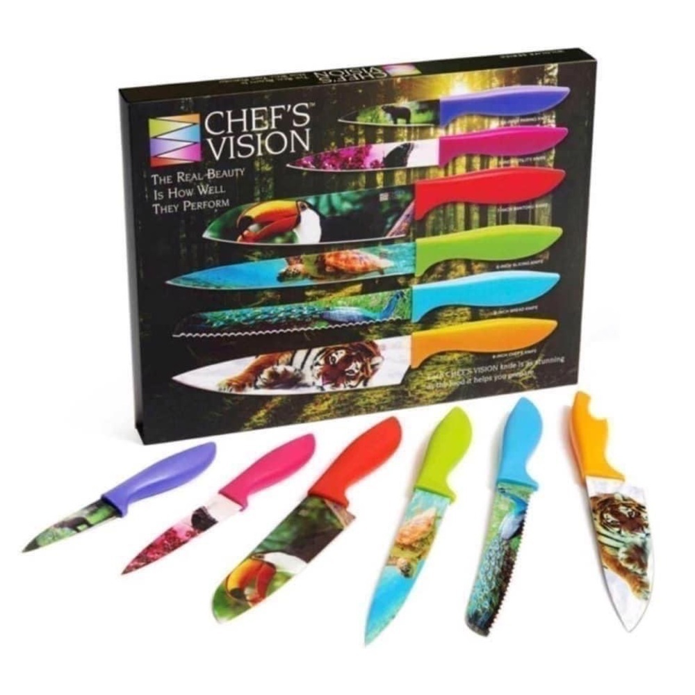 #51 Chefs Vision Set Wildlife Series Six-Piece Knife Set Sheath Blade Covers New - Picture 6 of 10